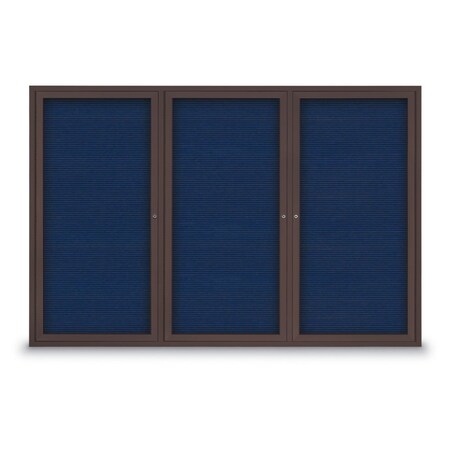 United Visual Products 30"x36" 1-Door Enclosed Outdoor Letterboard, Blue Felt/Bronze Alum UV1166DSD3036-BRONZE-BLUE